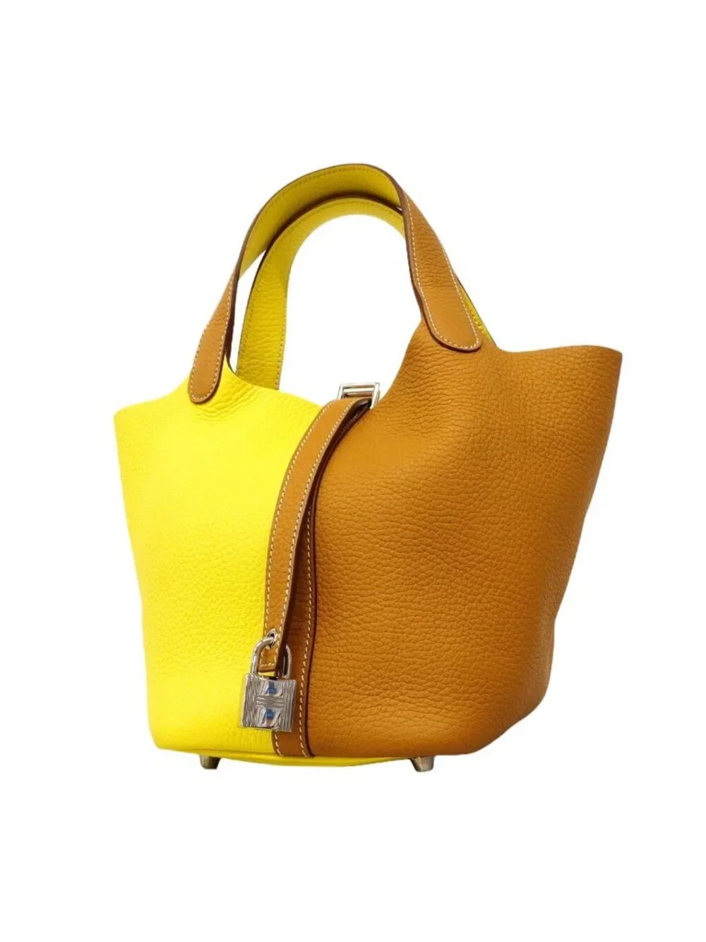 Hermes Handbag Picotin Lock PM Kazak Taurillon Clemence Sesame Lime Silver